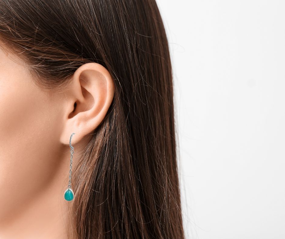 Short Turquoise Chain Dangle Earrings image 0