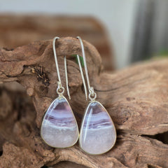 Amethyst Cabochon Pear-Shaped Earrings