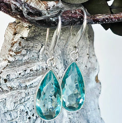 Pear Shaped Blue Quartz Earrings