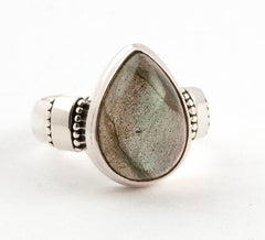 Labradorite Pear-Shaped Sterling Silver Ring