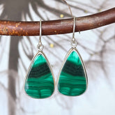 Malachite Pear-Shaped Sterling Silver Earrings