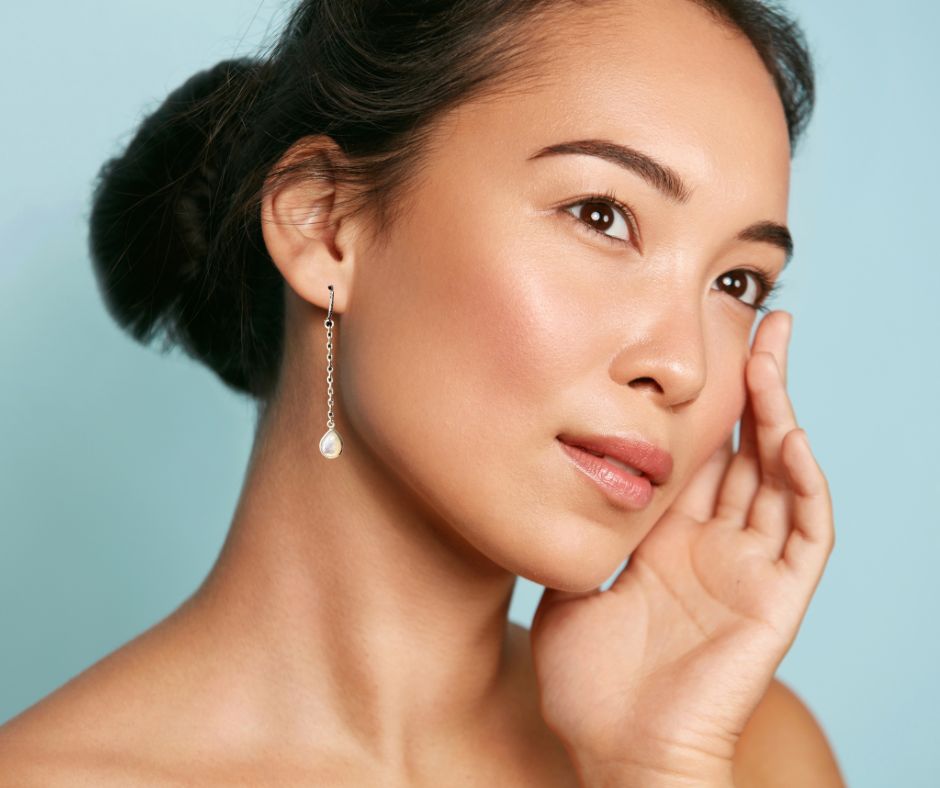 Mother of Pearl Chain Dangle Earrings image 0