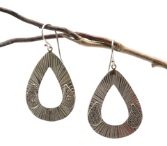 Striated Silver/ Paisly Hoops image 0