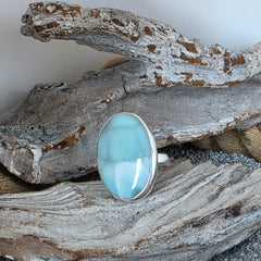 Oval Larimar Adjustable Ring