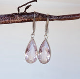 Pear Shaped Faceted Pink Quartz Earrings