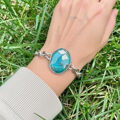 Turquoise with Pyrite Sterling Silver Bracelet