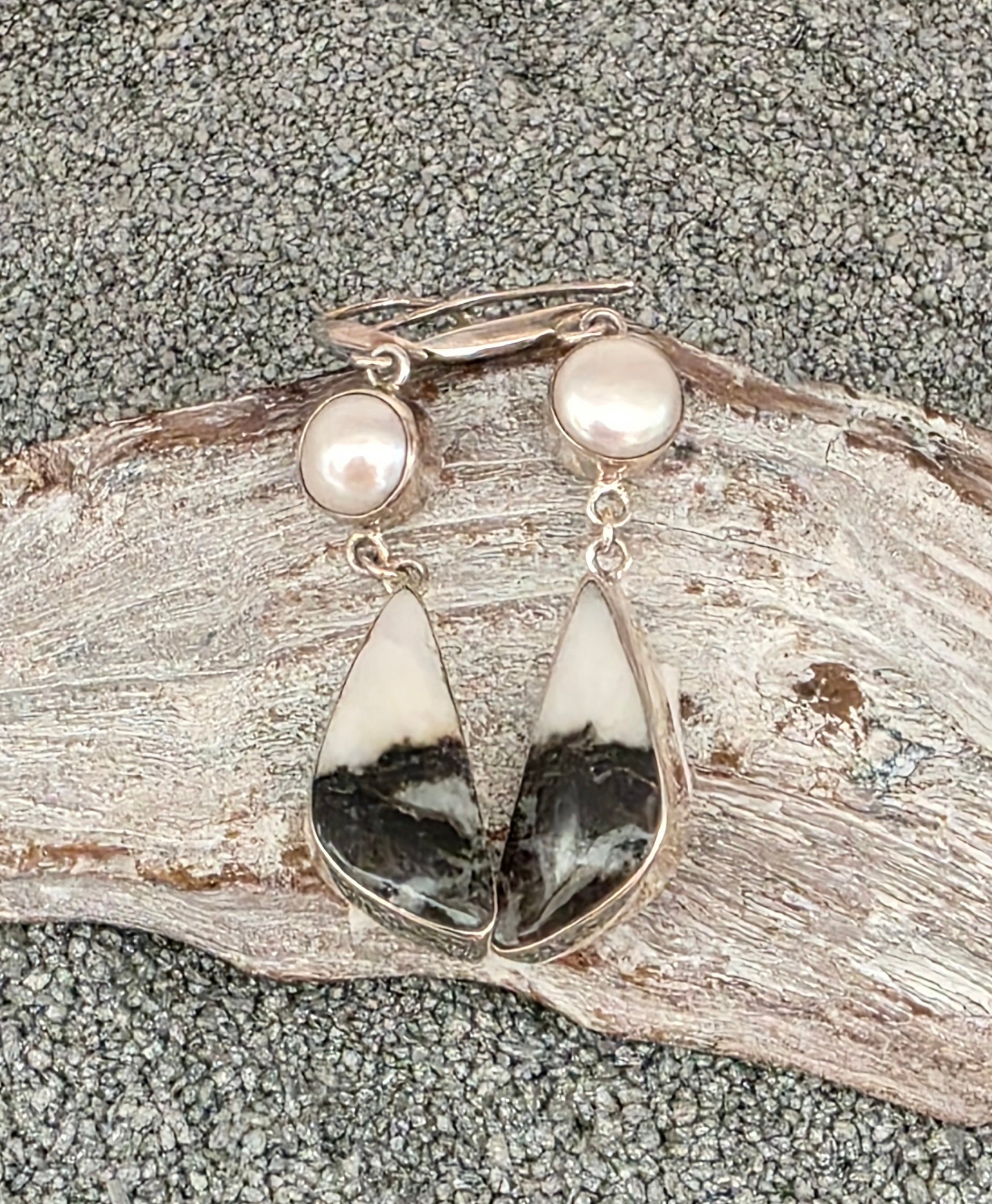 White Buffalo & Pearl Earrings