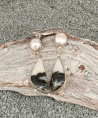 White Buffalo & Pearl Earrings