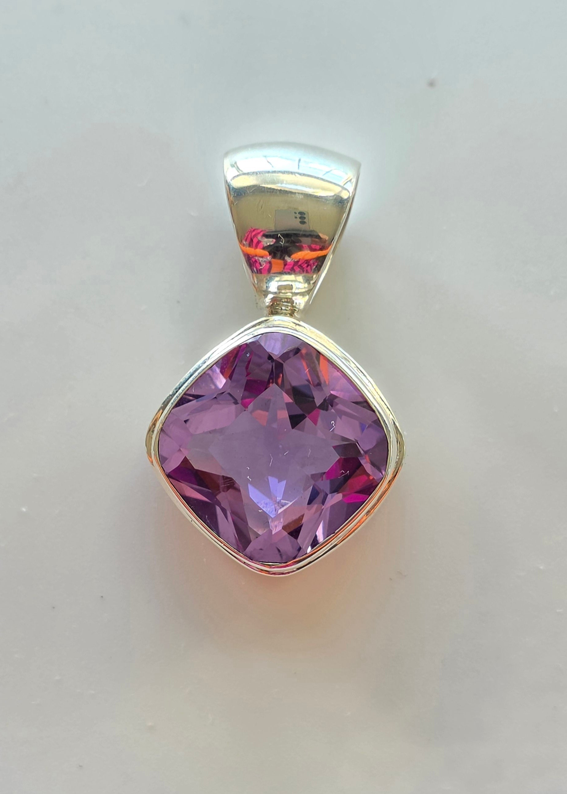Amethyst Double Bezel Pendant