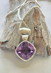 Amethyst Double Bezel Pendant