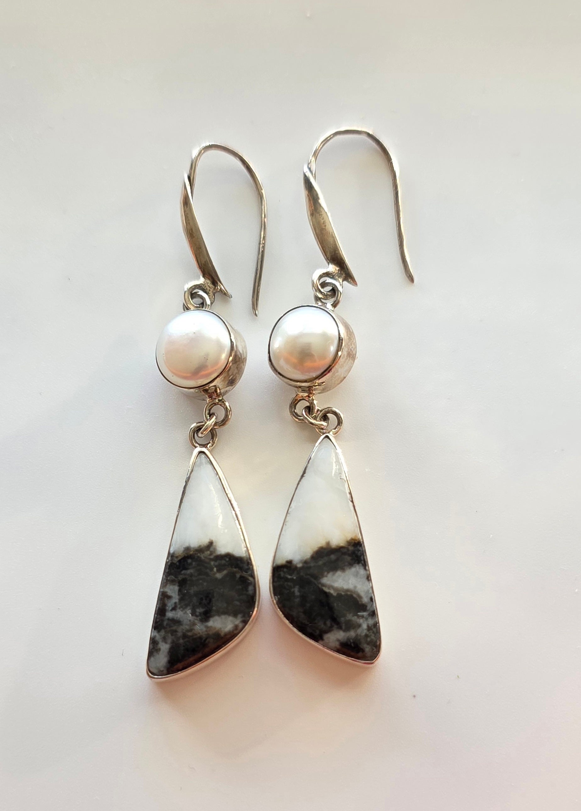 White Buffalo & Pearl Earrings