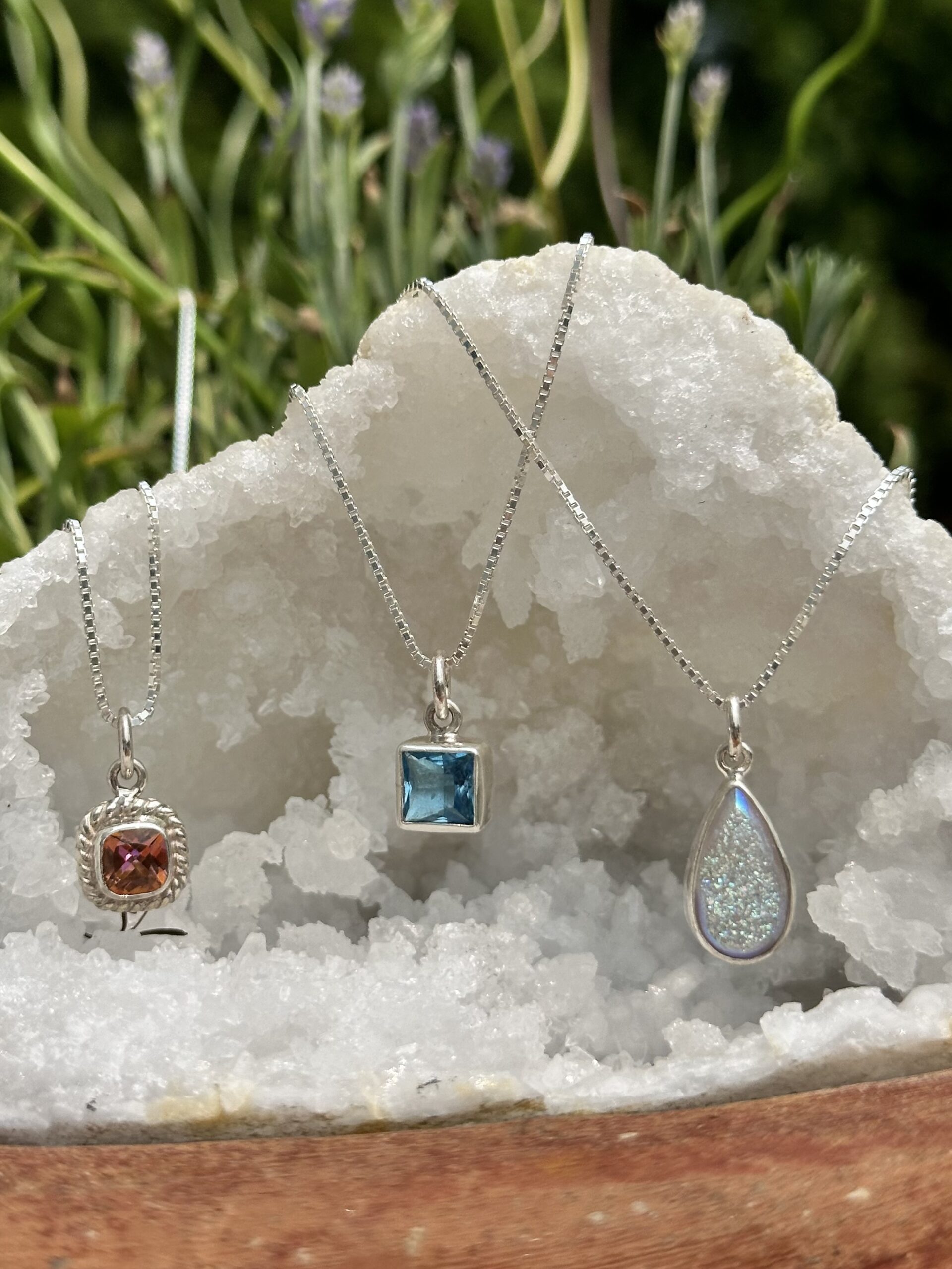 Delicate SI Opal Pear Drusy Pendant image 3