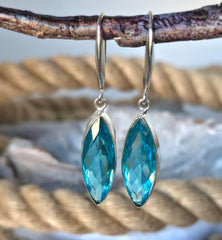 Marquise Shaped London Blue Quartz Earrings