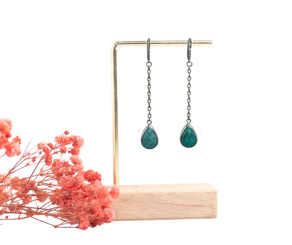 Turquoise Chain Dangle Earrings image 1