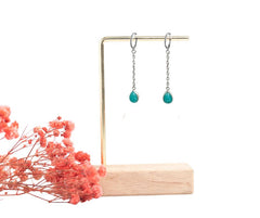 Short Turquoise Chain Dangle Earrings image 2