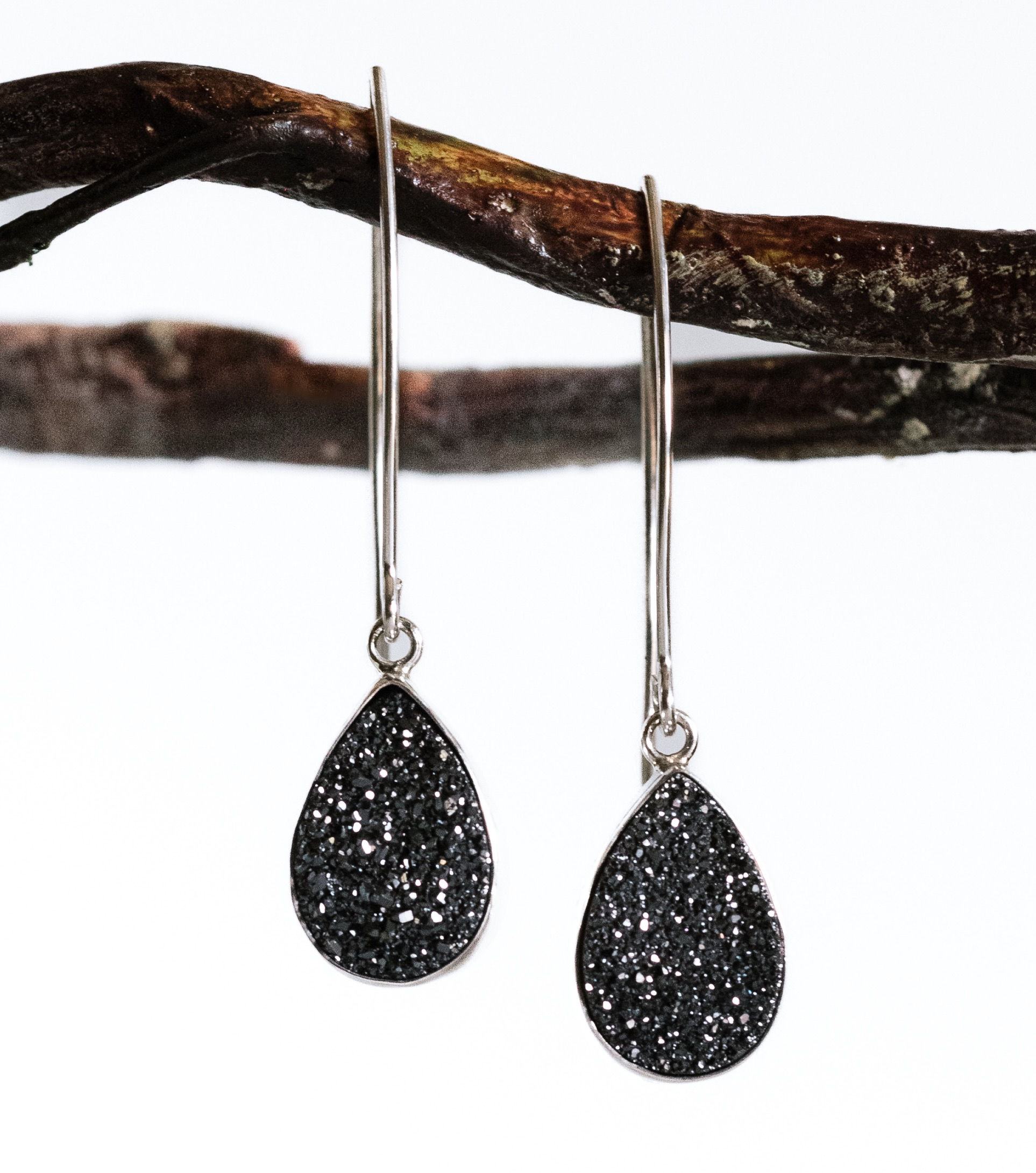 Black Drusy Knight Earring (Pear) image 0