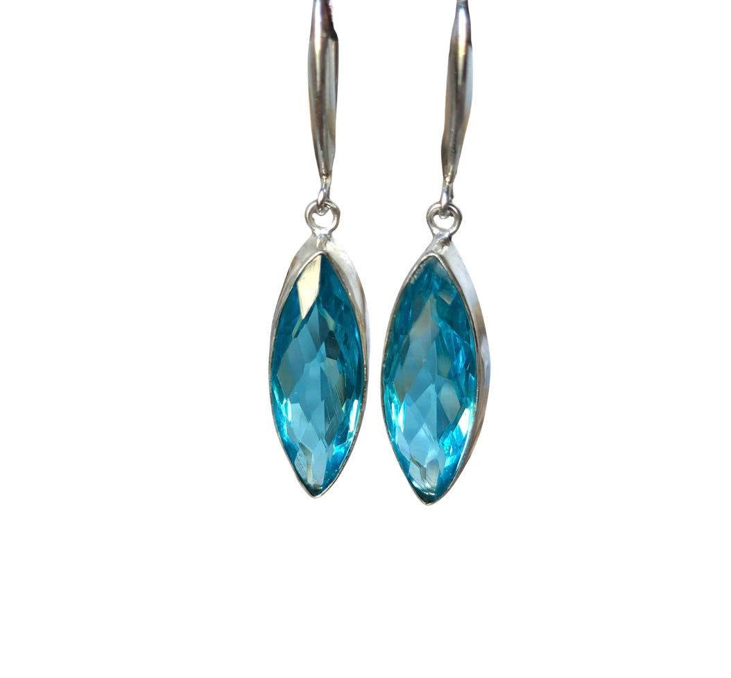 Marquise Shaped London Blue Quartz Earrings