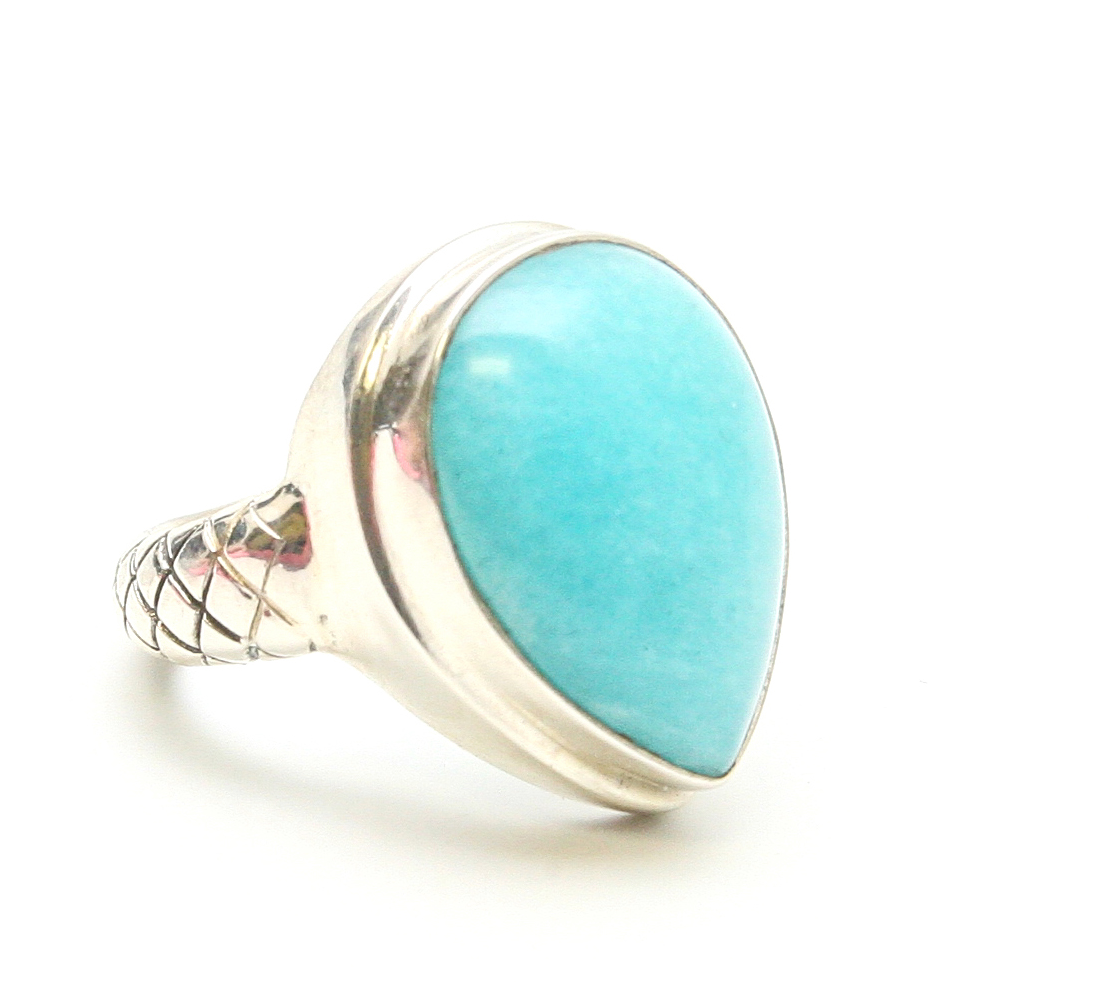 Amazonite Pear Ring