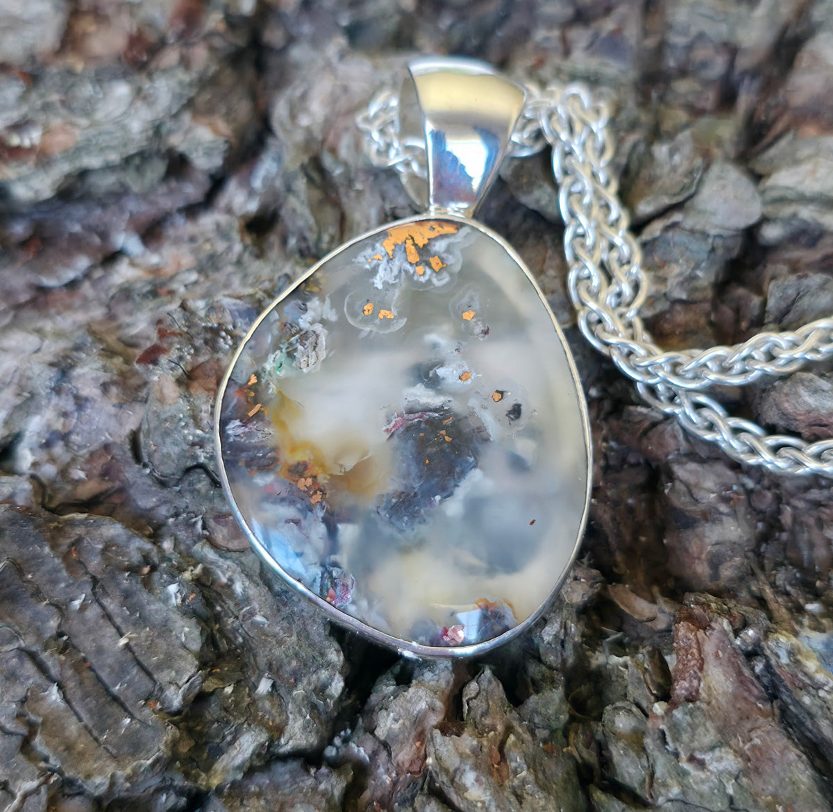 Freeform Confetti Agate Pendant