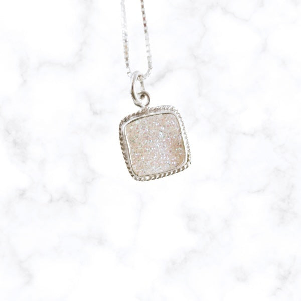 Delicate SI Opal Square Drusy Pendant image 1