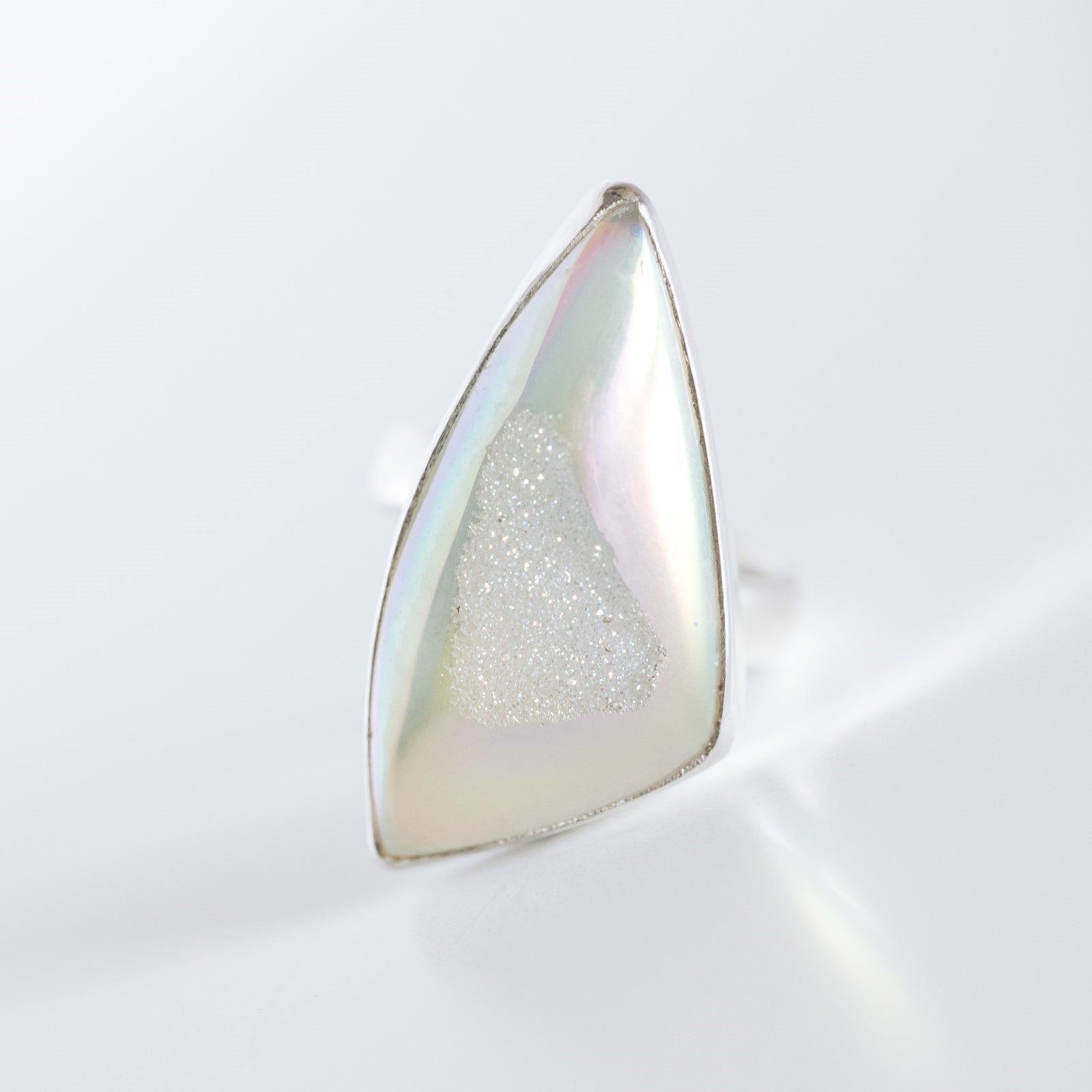 SI Opalized White Drusy Ring image 1