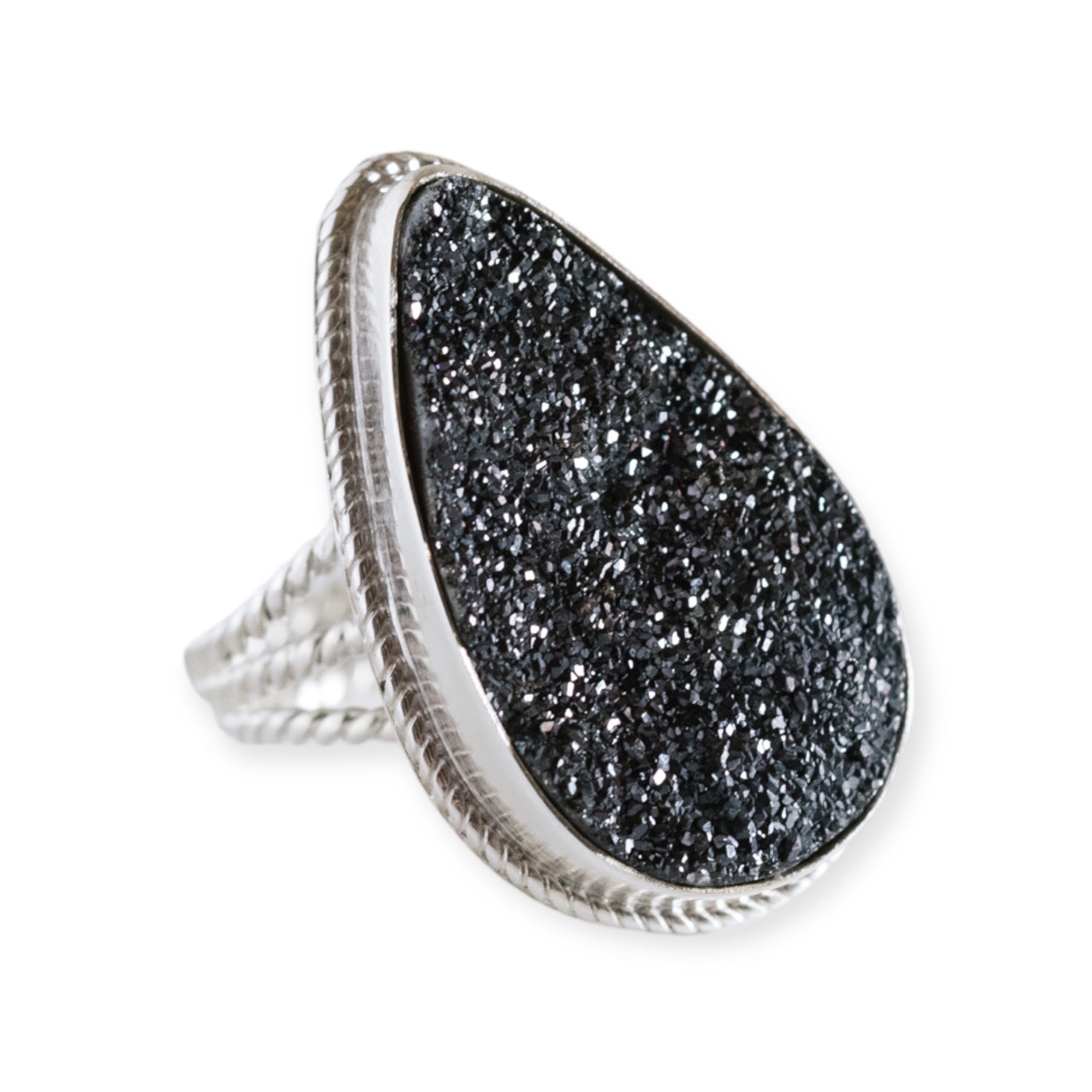Black Kight Quartz Drusy Ring image 0