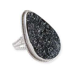 Black Kight Quartz Drusy Ring image 0
