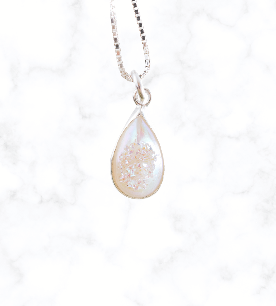 Delicate SI Opal Pear Drusy Pendant image 5
