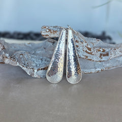 Elongated Hammered Sterling Silver Earrings
