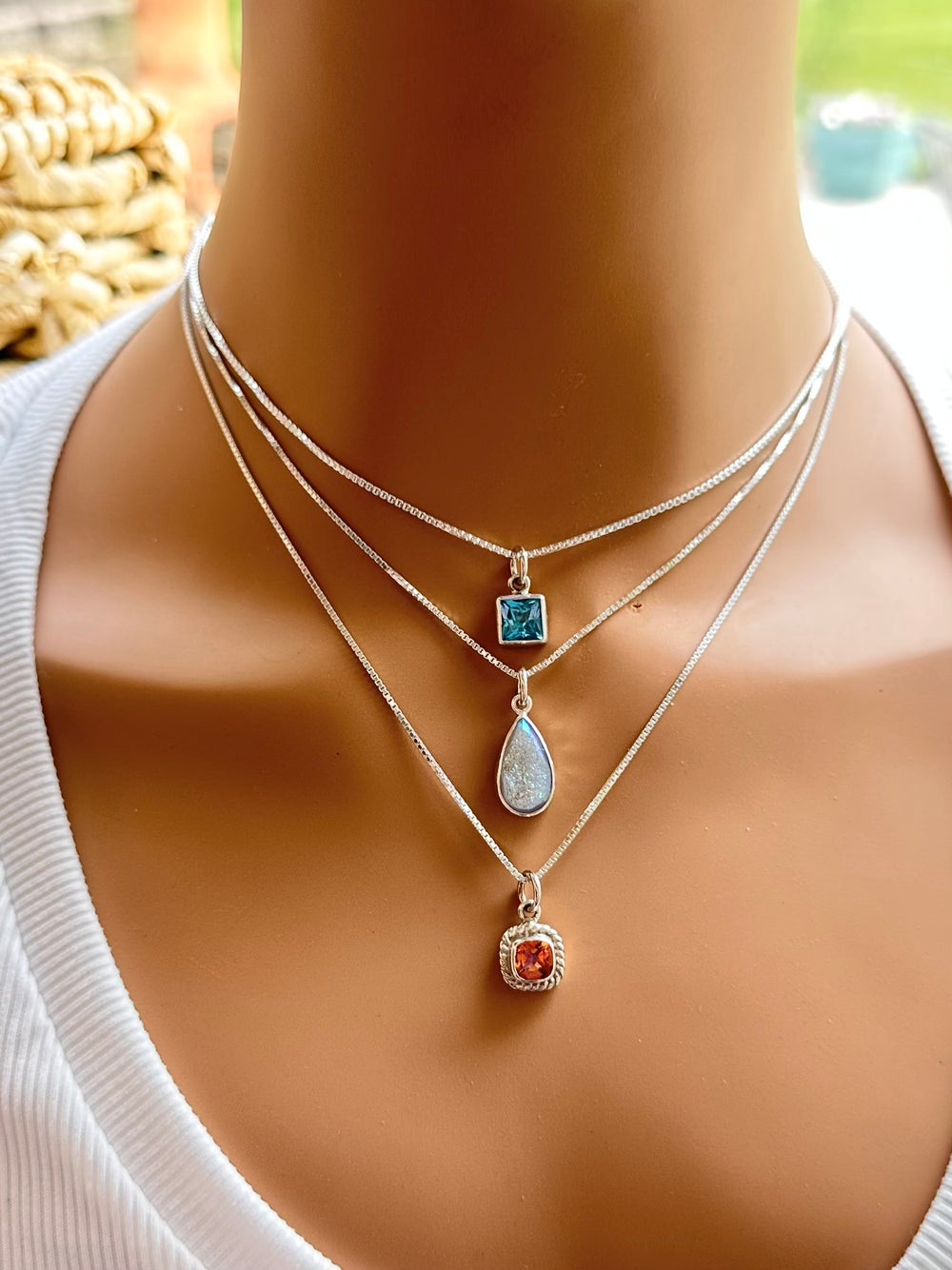 Delicate SI Opal Pear Drusy Pendant image 2