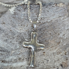 Hammered Sterling Silver Cross Pendant