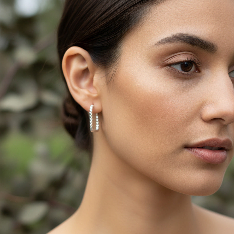 Textured Square Hoop Earrings