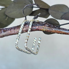 Textured Square Hoop Earrings