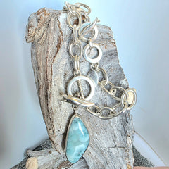 Free Form Larimar Toggle Pendant (Interchangeable)