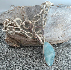 Free Form Larimar Toggle Pendant (Interchangeable)