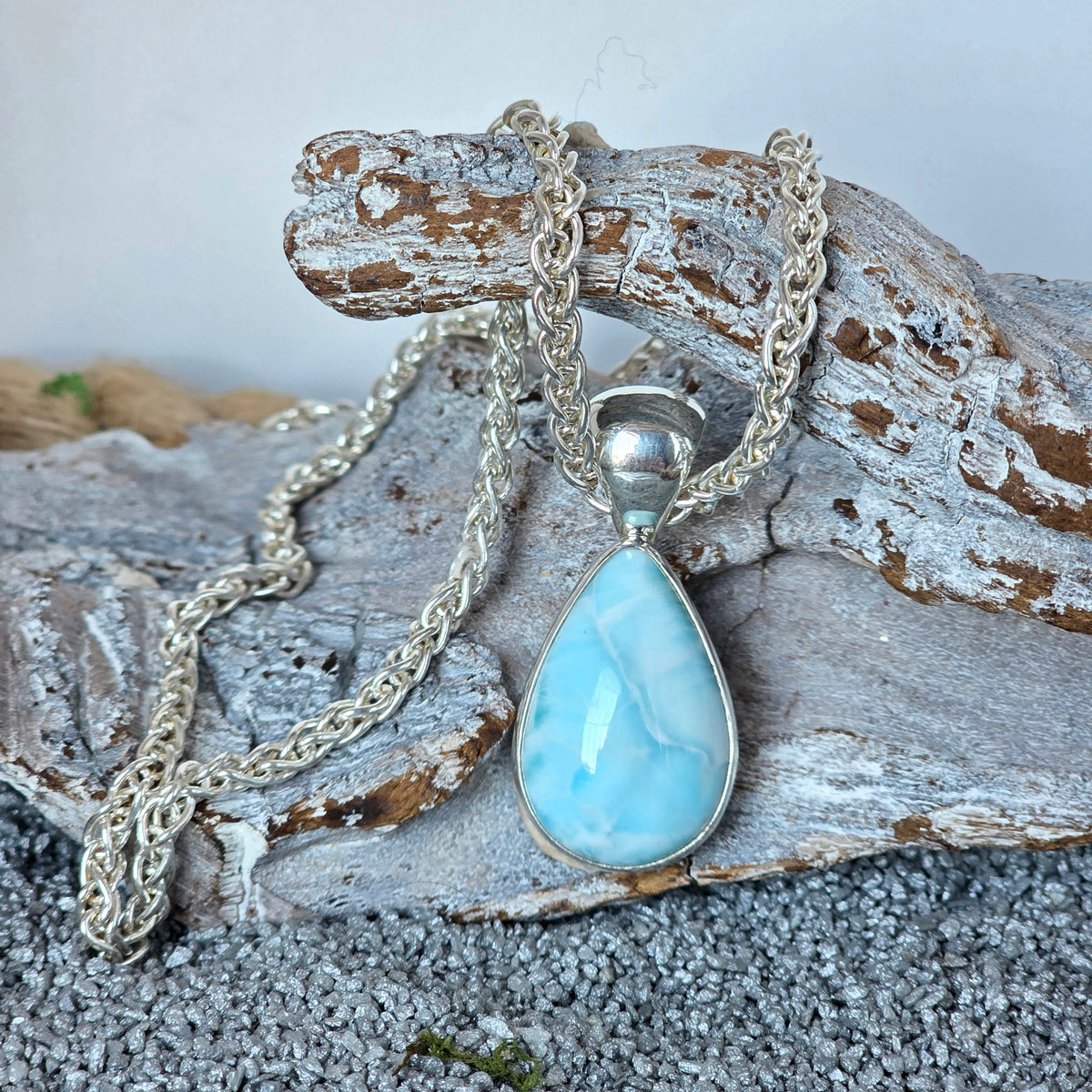Pear Shaped Larimar Pendant