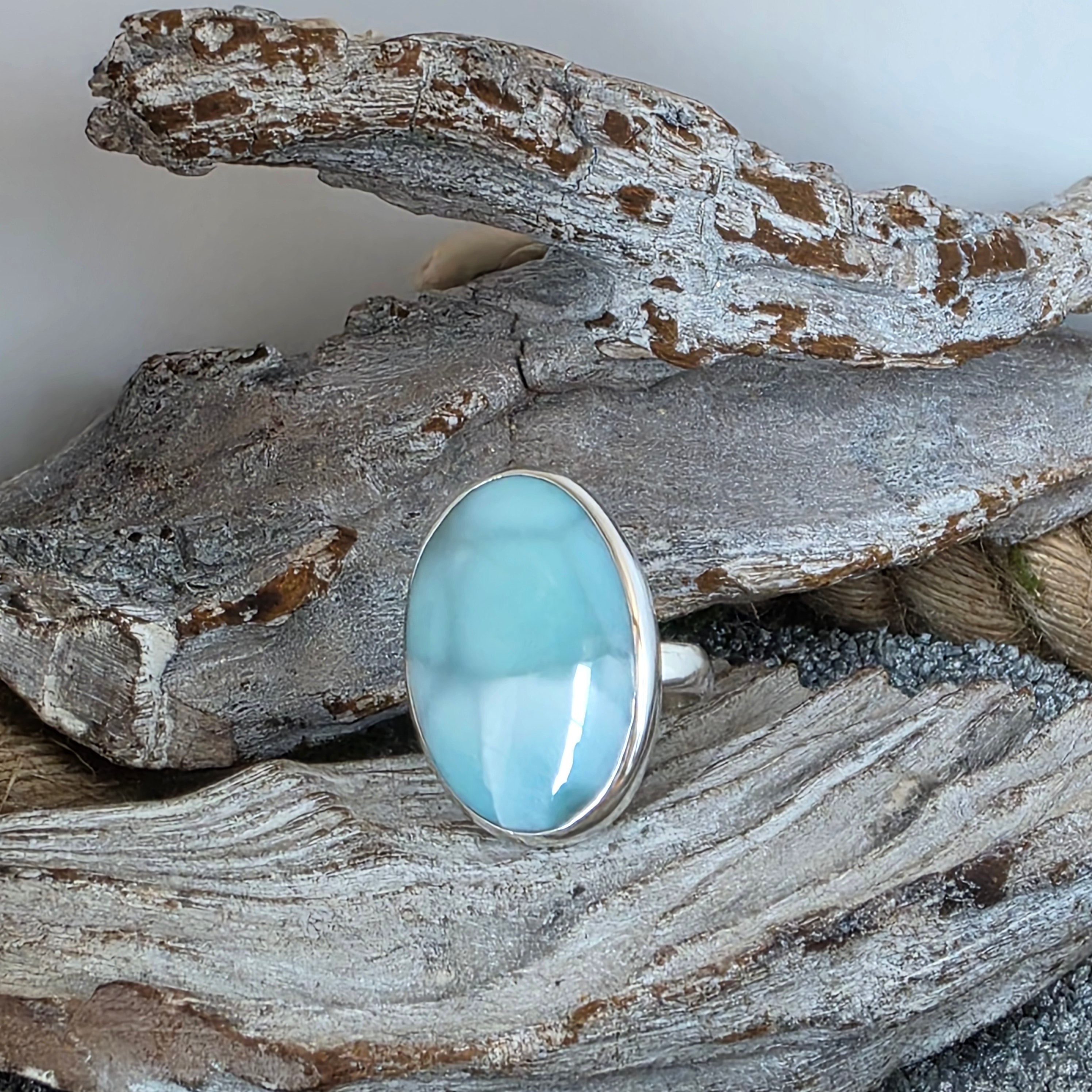 Oval Larimar Adjustable Ring