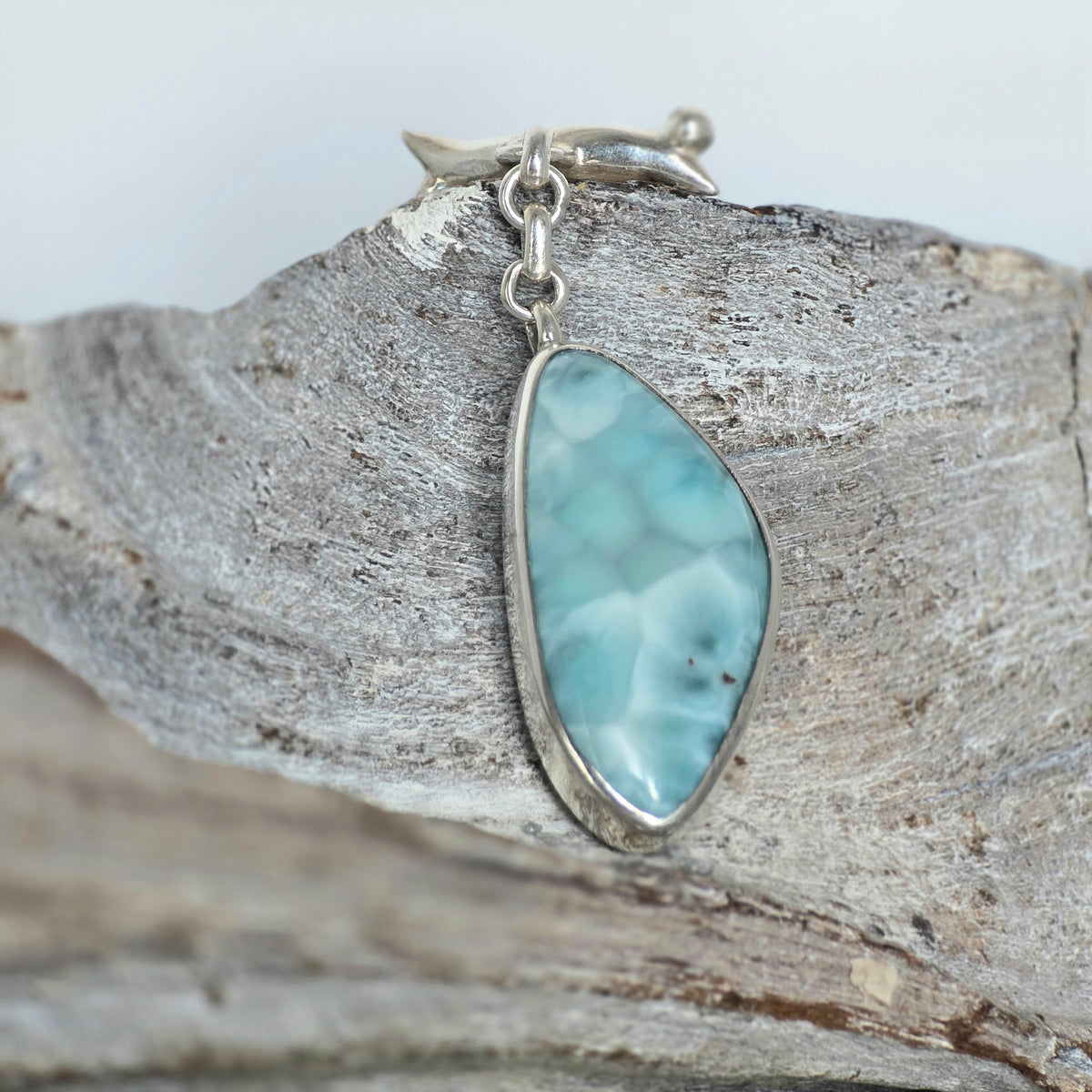 Free Form Larimar Toggle Pendant (Interchangeable)