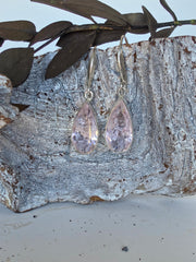 Pear Shaped Faceted Pink Quartz Earrings