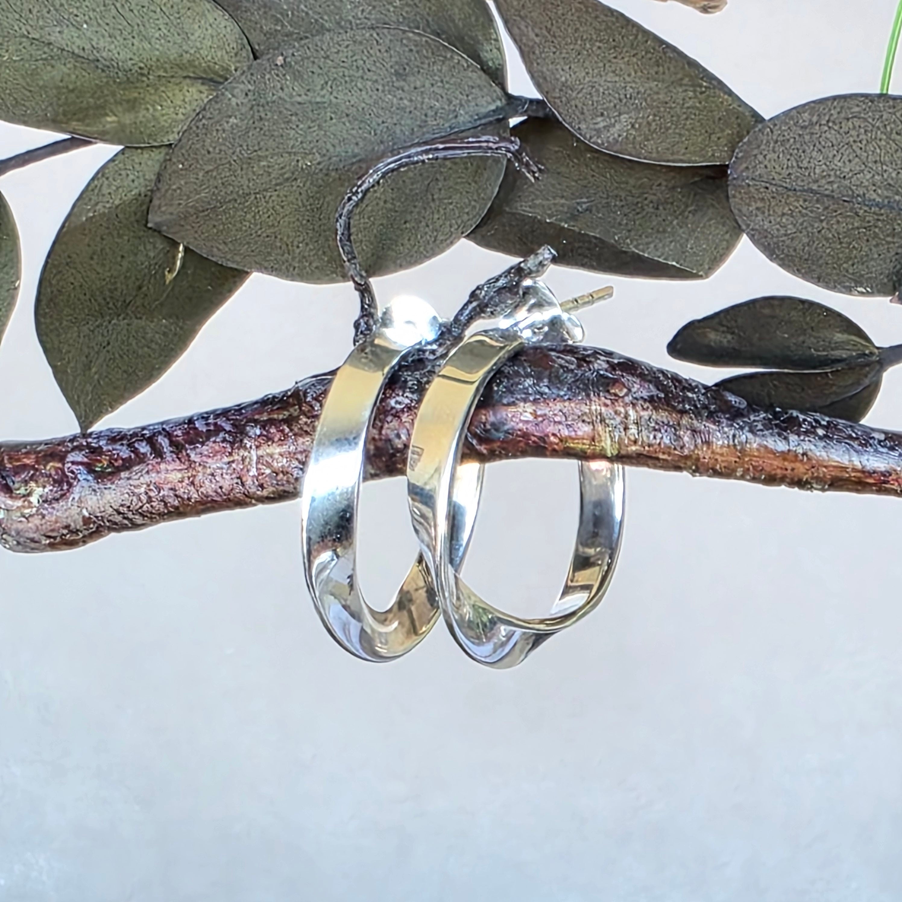 Twisted Sterling Silver Small Hoop Earrings