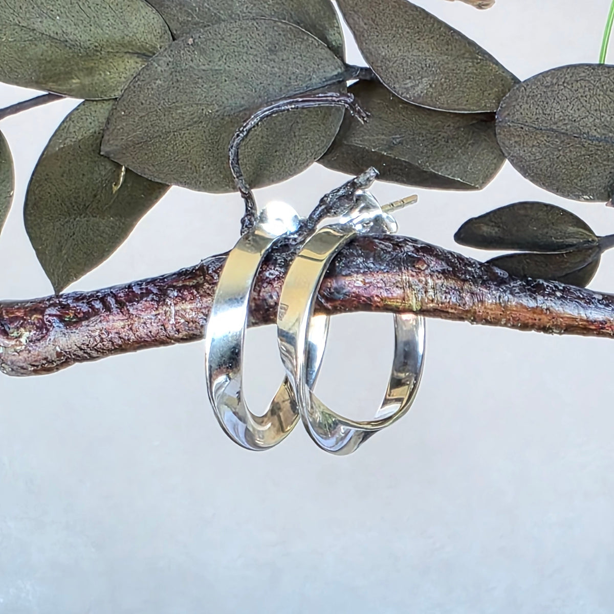 Twisted Sterling Silver Small Hoop Earrings