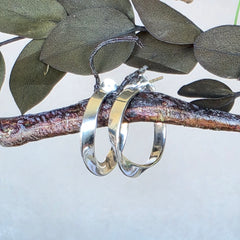 Twisted Sterling Silver Small Hoop Earrings