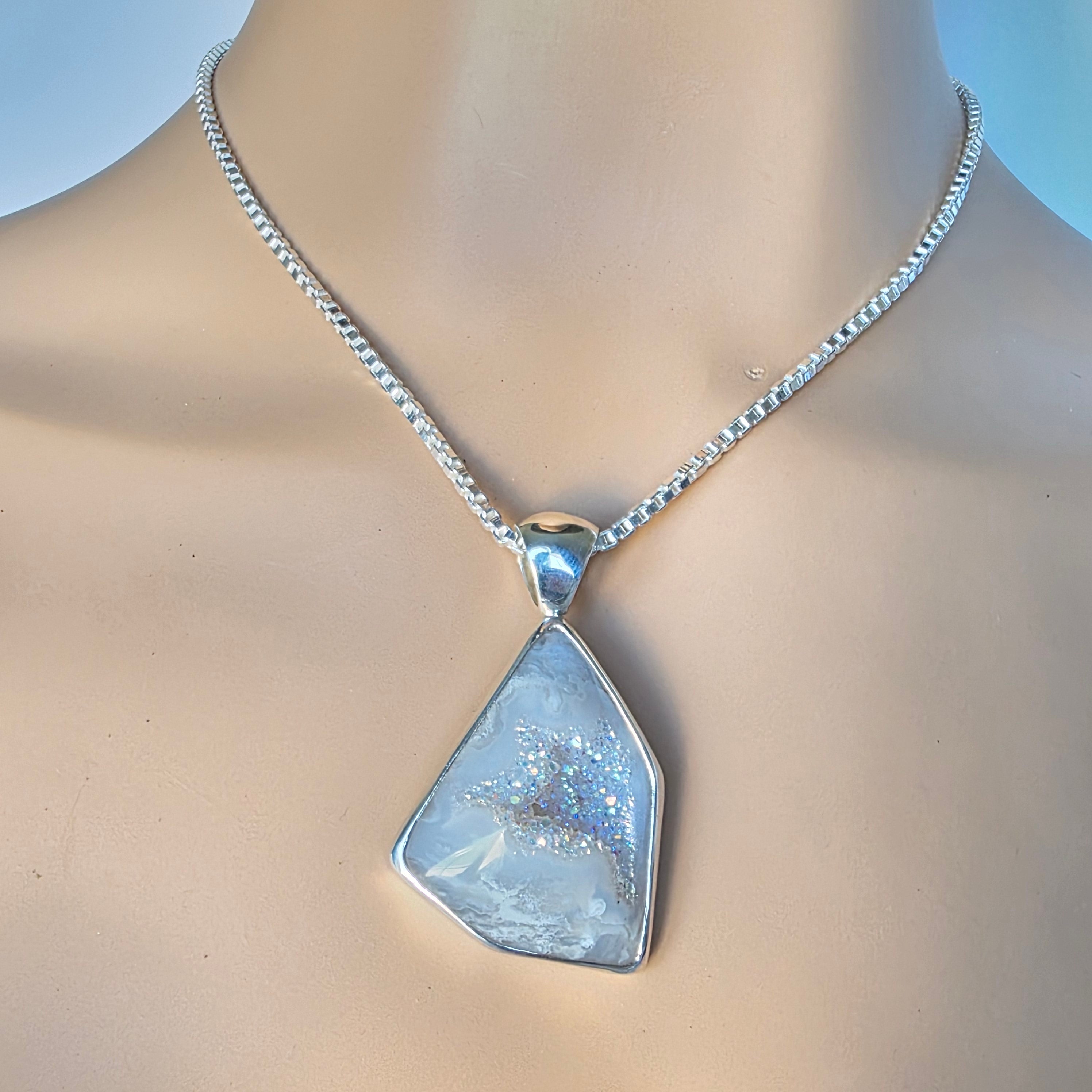 Freeform White Drusy Pendant