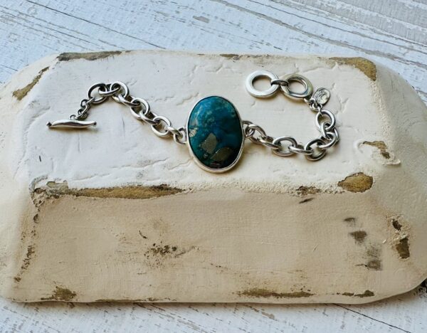 Turquoise with Pyrite Bracelet - Image 2