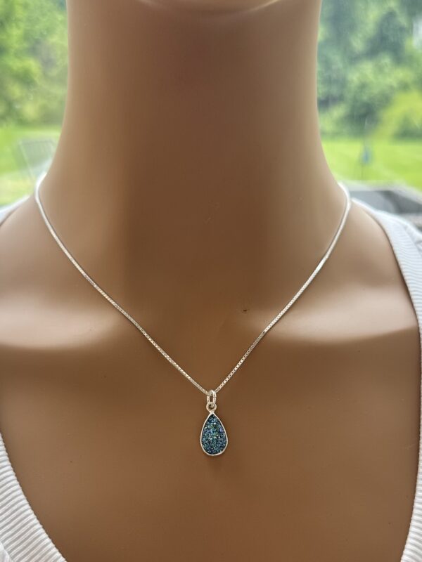 Delicate Cassiopeia Blue Drusy Pendant
