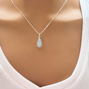 Delicate SI Opal Pear Drusy Pendant